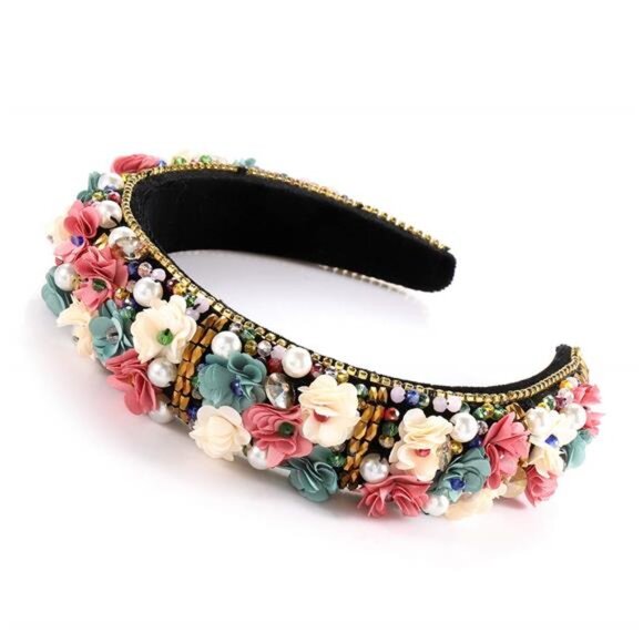 Crystal Rhinestone Headbands Flower Padded Hairbands for Women Girls main image 7